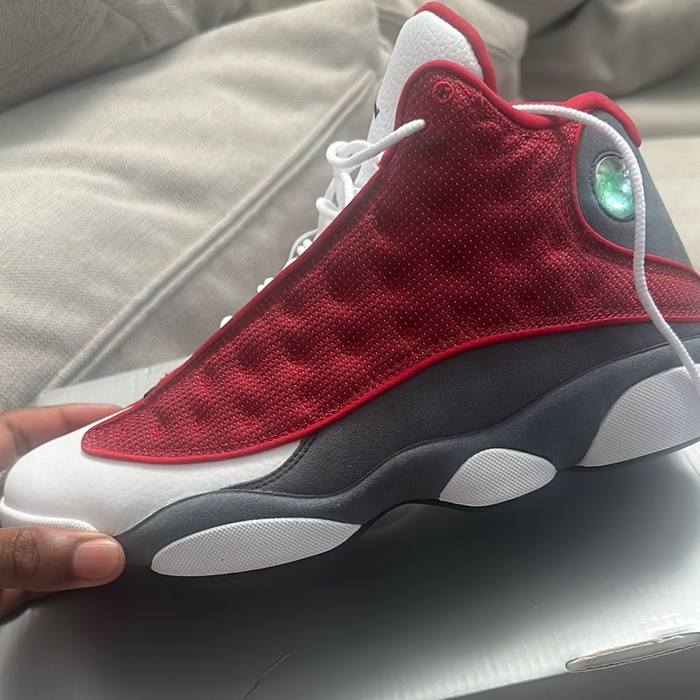 Red and Gray High-Top Sneakers